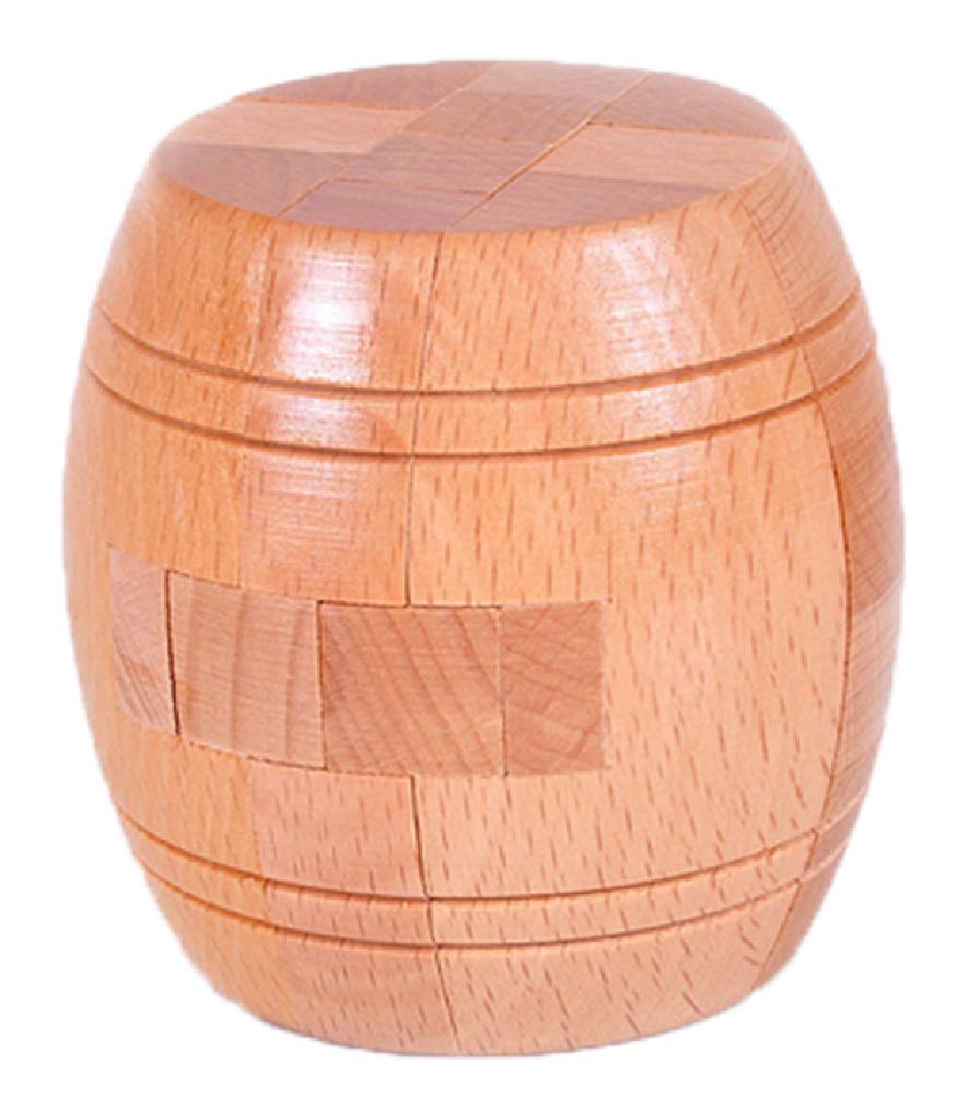Handmade Powder Barrel Interlocking Wooden puzzle Brain Teaser Puzzles Lock Logic Puzzle Intellectual Removing Assembling Toy for Kids and Adults