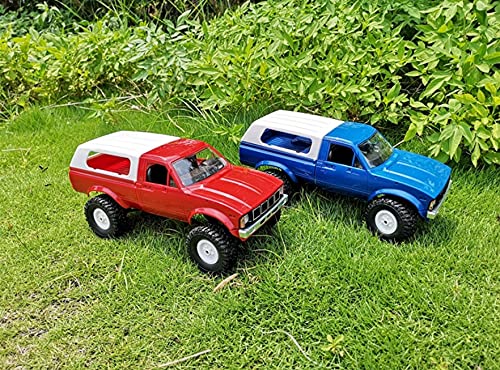 FMTStore WPL C24 1/16 2.4GHz 4WD RC Car Crawler Headlight Remote Control Crawler Off-Road Pick-up Truck RTR Toy Boy, Girl and Adult (Blue)