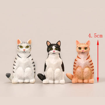 BYTERT Cat Figurines Playset, 6 Pcs Realistic Detailed Cat Figures Cat Cake Topper Figures Fairy Garden Miniature Cat Figurines Collection Playset