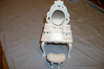Dollhouse Miniature 1:12 Scale White Vanity with Stool T5671