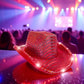 YADIRF Led Hat Cowboy Sequin Party Cap Flashing Light Up Dance Party Cowboy For Halloween Costume Cosplay Holiday (Red)