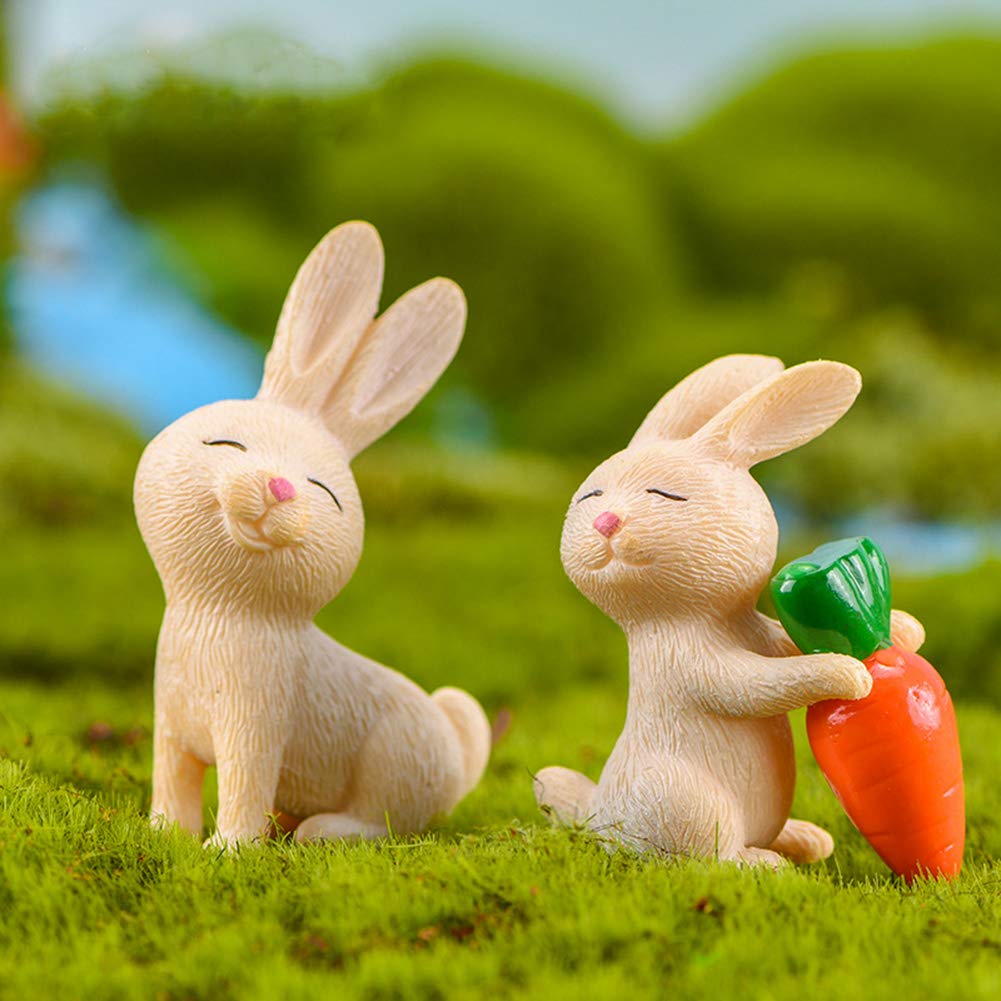 7 Pcs Rabbit Figures for Kids, Animal Toys Set Cake Toppers, Rabbit Fairy Garden Miniature Figurines Collection Playset for Christmas Birthday Gift