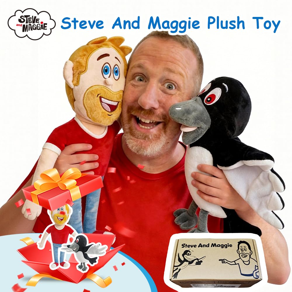 Steve and Maggie Plush Toys, for Children 1 Year and Up, Soft Bird and Character Plush Toy, Interactive Learning Toy for Dress-Up, Nursery Rhymes,