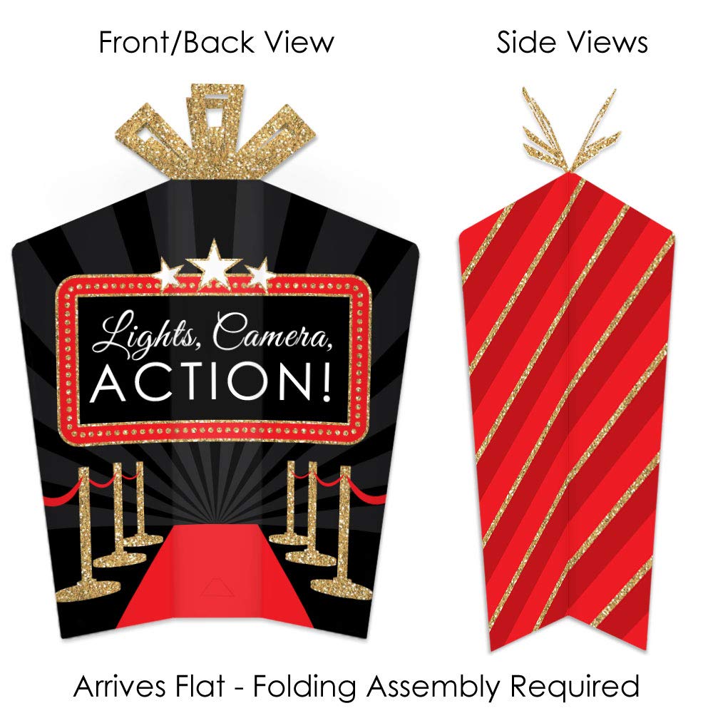 Big Dot of Happiness Red Carpet - Table Decorations - Movie Night Party Fold and Flare Centerpieces - 10 Count
