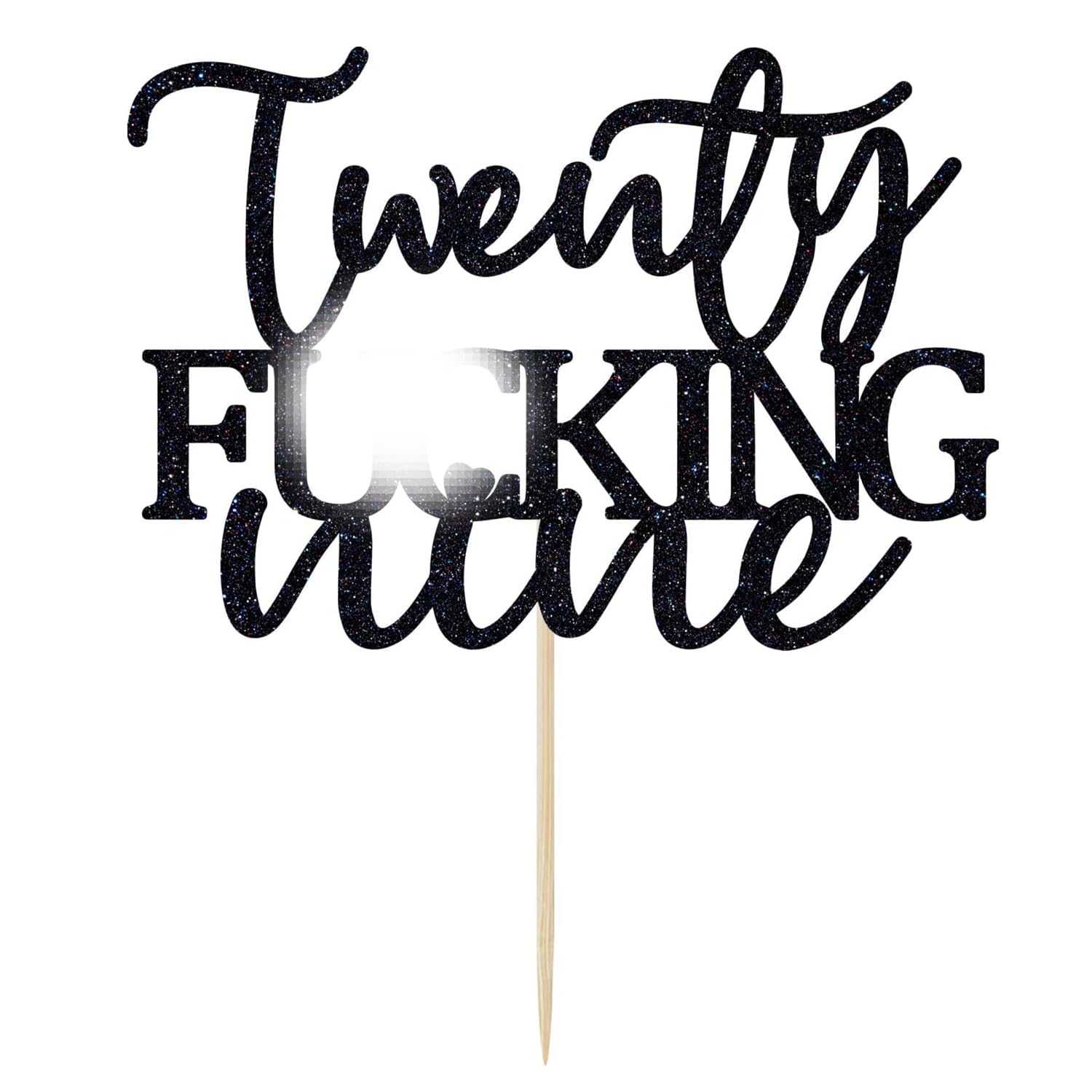Unoggsor Twenty Fucking Nine Cake Topper - Happy 29th Birthday Cake Decor - Cheers to 29 Years Birthday Party Decorations Supplies, Black Glitter