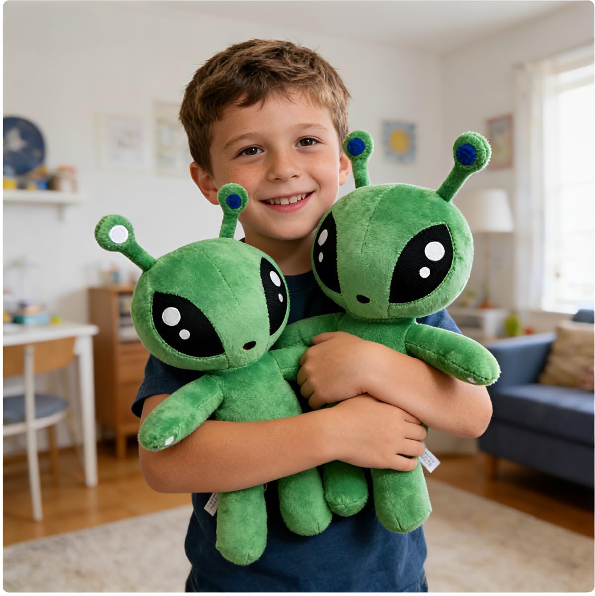 Drexasl 13.5" Green Alien Plush Toy?Ultra-Soft Stuffed Animal Doll? Cute Sci-Fi Plush Figure Pillow ? Ideal Kids' Gift for Christmas, Birthdays & Room