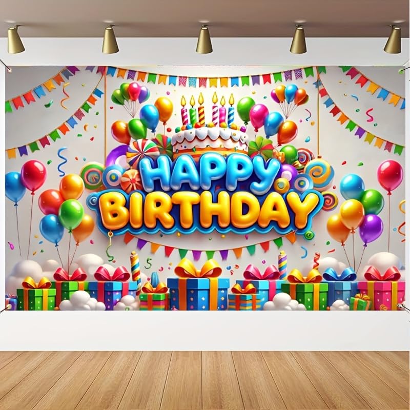 HOMETITUTE Happy Birthday Banner Rainbow Birthday Decorations 71x43 Inch