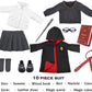 ebuddy 18 Inch Doll Clothes 10Pcs Magical School Outfit, Doll Costume with Wand & Glasses, Gift for Girls (No Doll)