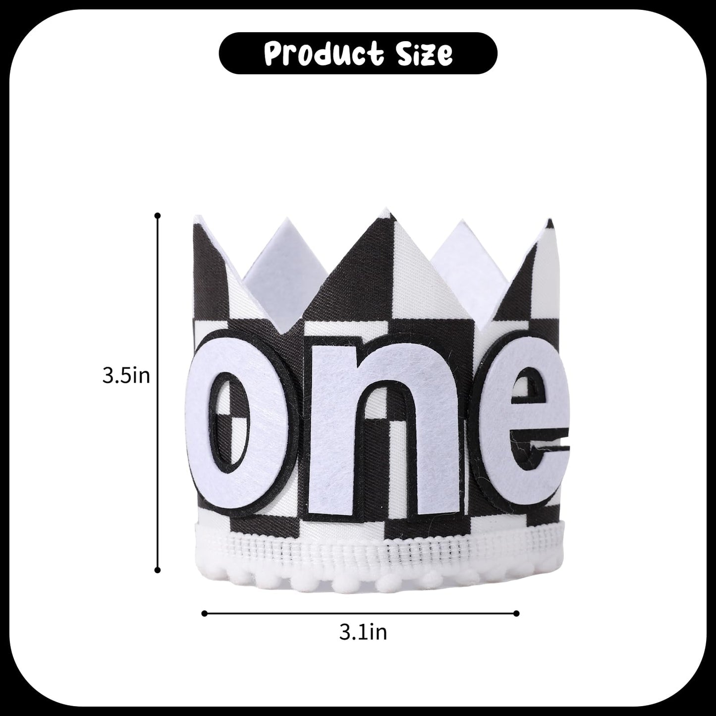 YOUAME Race Car 1st Birthday Crown - Plaid Party Crown, Boy Hat Outfit, Fast One Birthday Decor, Racing Photo Prop