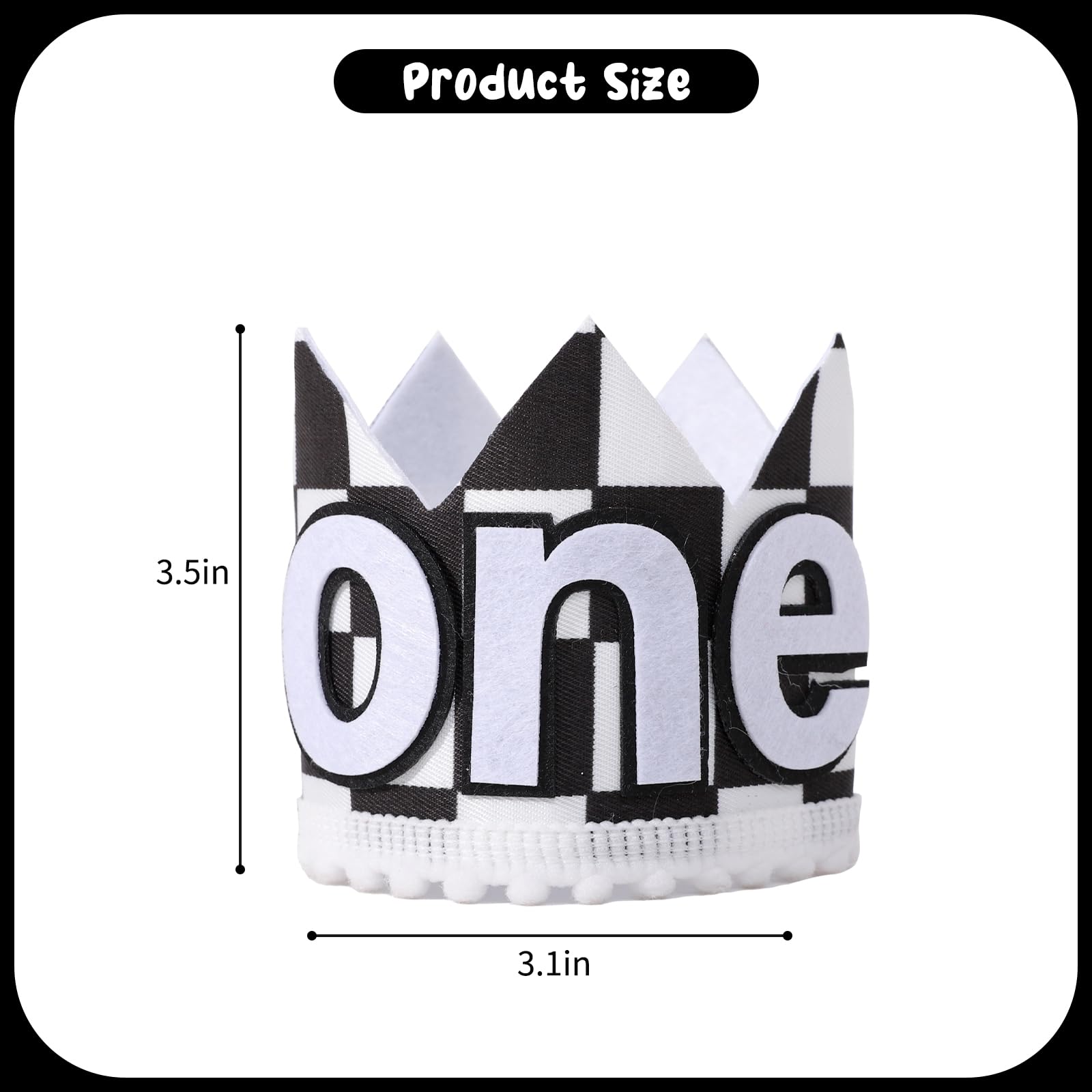 YOUAME Race Car 1st Birthday Crown - Plaid Party Crown, Boy Hat Outfit, Fast One Birthday Decor, Racing Photo Prop
