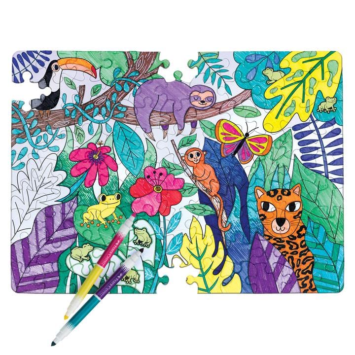 Faber-Castell Color by Number Puzzle, Jungle - 100 Pieces, Art Project for Kids (Ages 6+)