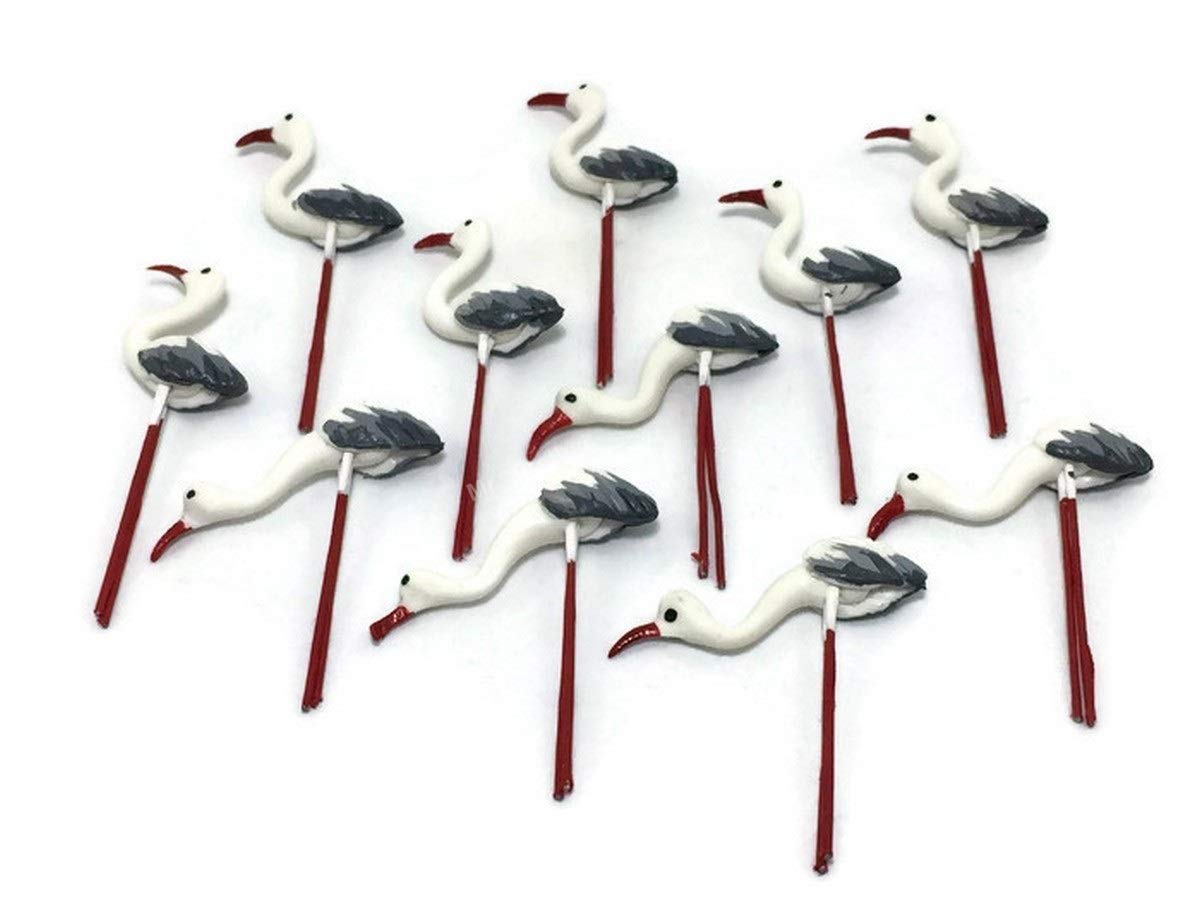 Mr_air_thai_Miniature 12pcs Miniature Bird Figurines - Handmade Tiny Animal Set for Fairy Garden, Dollhouse Accessories, Mini Clay Bird Decor for DIY