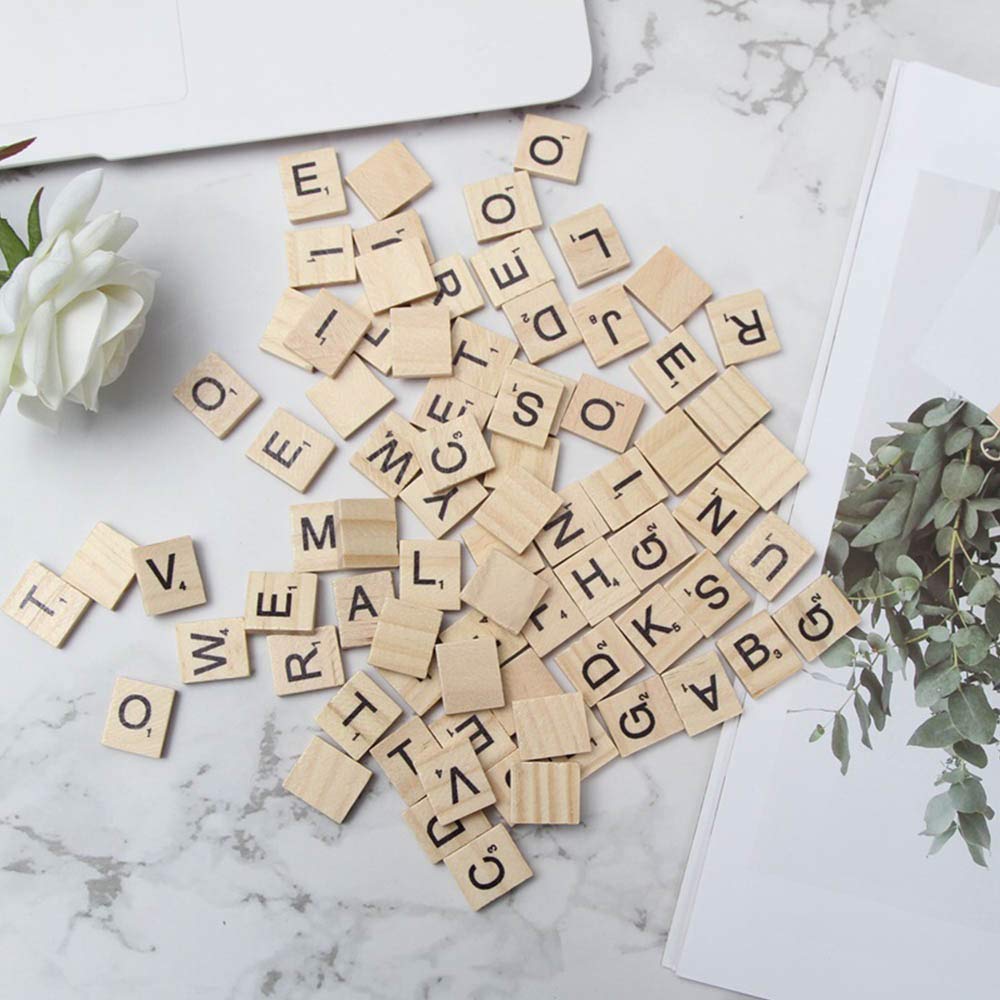 1000PCS scrabble letters for crafts - DIY wood gift decoration - making alphabet coasters and scrabble crossword game wood letter tiles/wooden