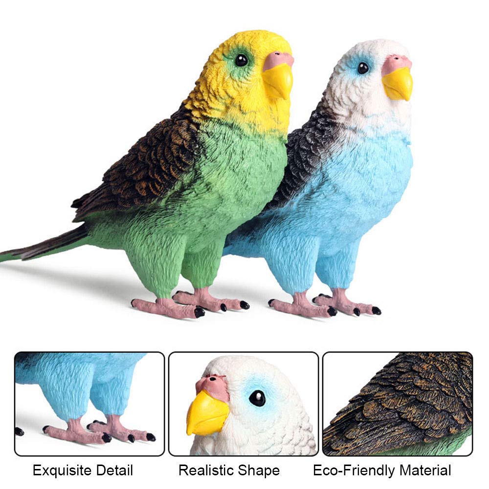 FLORMOON Animal Figures Realistic Large Parrot Plastic Early Educational Toys Cupcake Topper Party Gift for Kids 2+ Year Old(Blue)