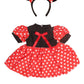 American Fashion World Little Mouse Costume for 18 Inch Dolls - Red, White & Black Polka Dot Dress with Mouse Ear Headband