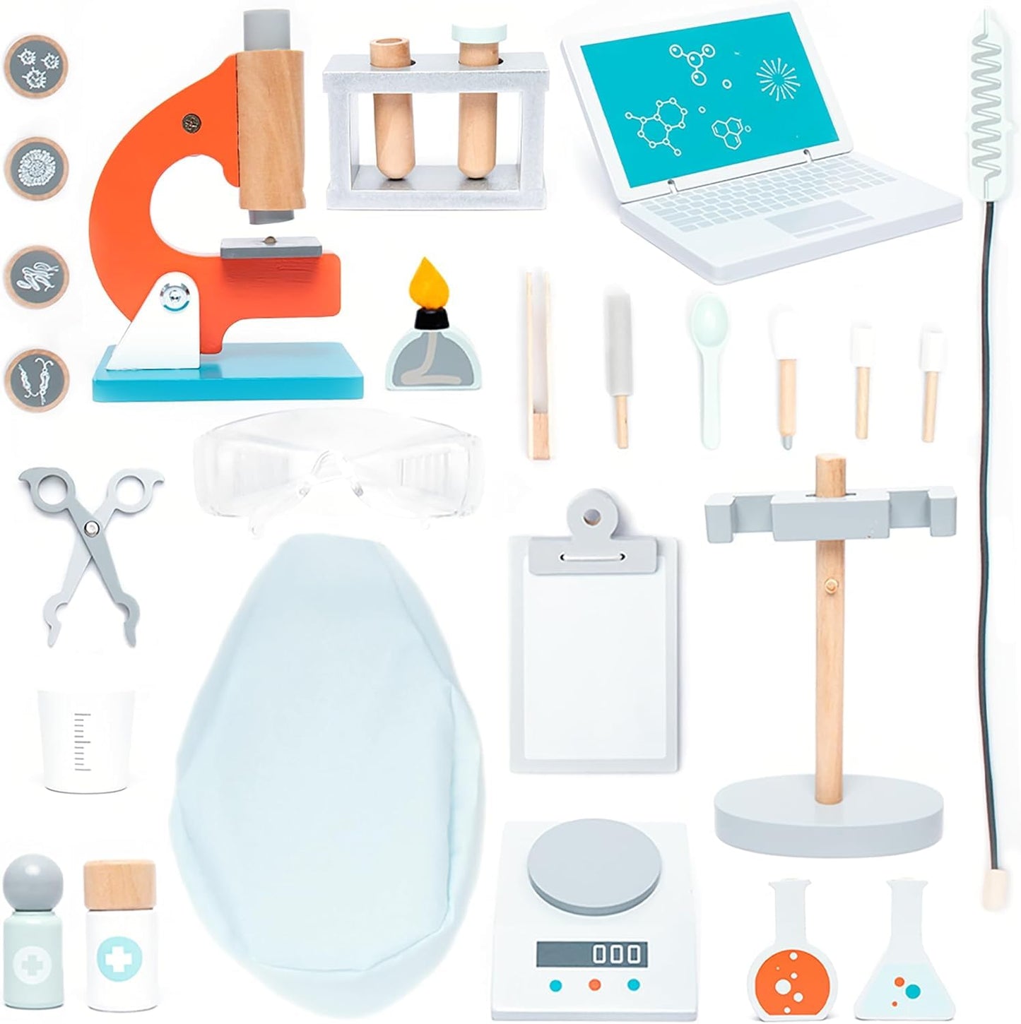 UMU® Wooden Science Experiment Kit for Kids, Doctor Dress Up for Children Ages 3-5 Scientist Costume Dress Up and Role Play Toys Gift for Boys Girls