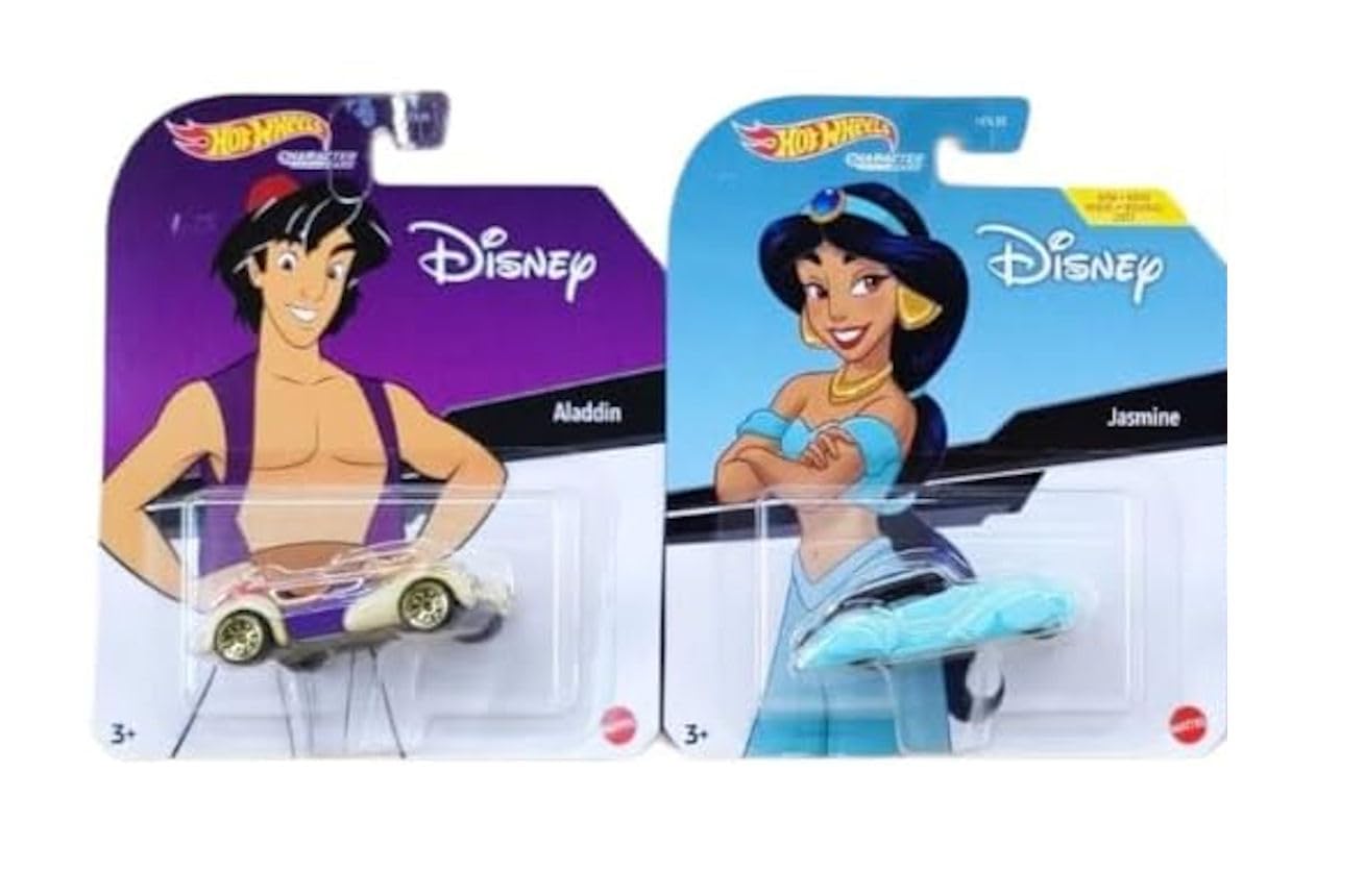 Hot Wheels Disney Character Cars, Aladdin and Jasmine, Bundle of 2