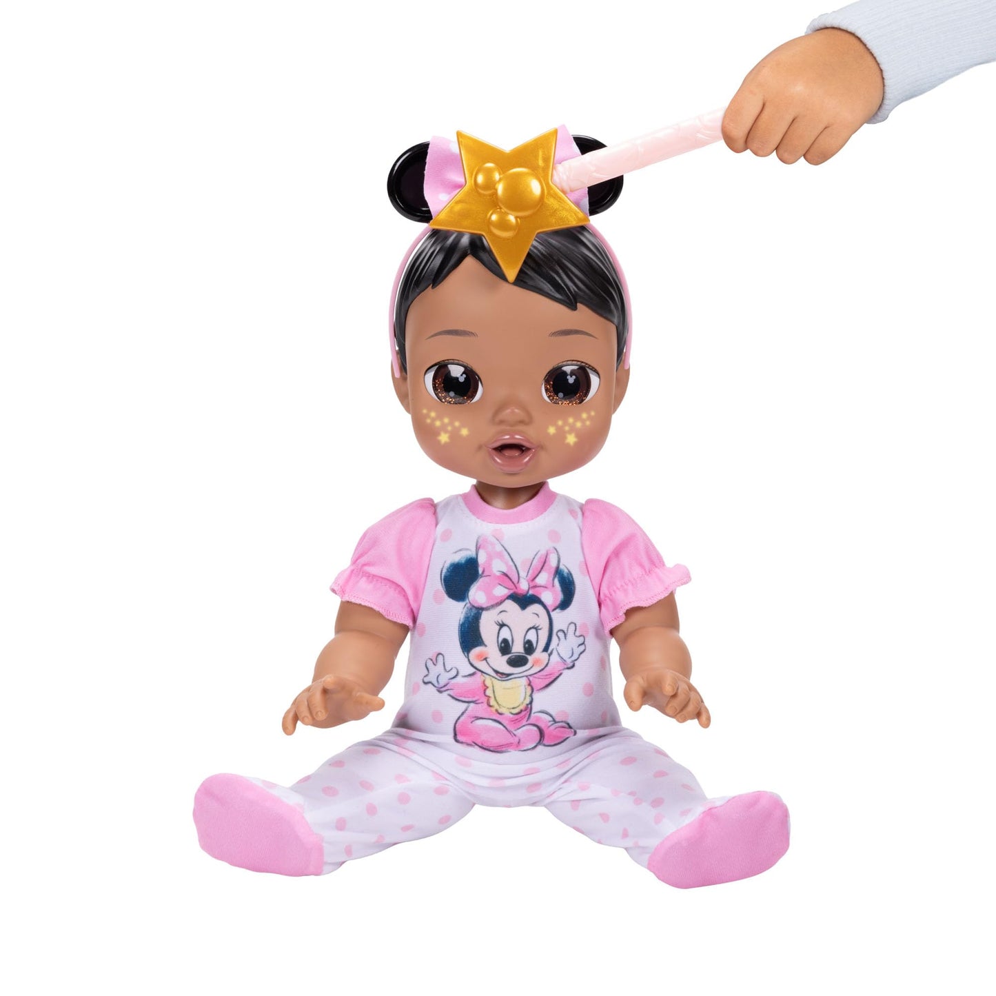 Disney Darlings 13-Inch Interactive Baby Doll - Magical Lights, Sounds, Music & Wand - Minnie-Inspired Nurturing Doll with Accessories - Multiple Skin
