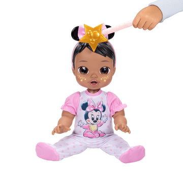 Disney Darlings 13-Inch Interactive Baby Doll - Magical Lights, Sounds, Music & Wand - Minnie-Inspired Nurturing Doll with Accessories - Multiple Skin