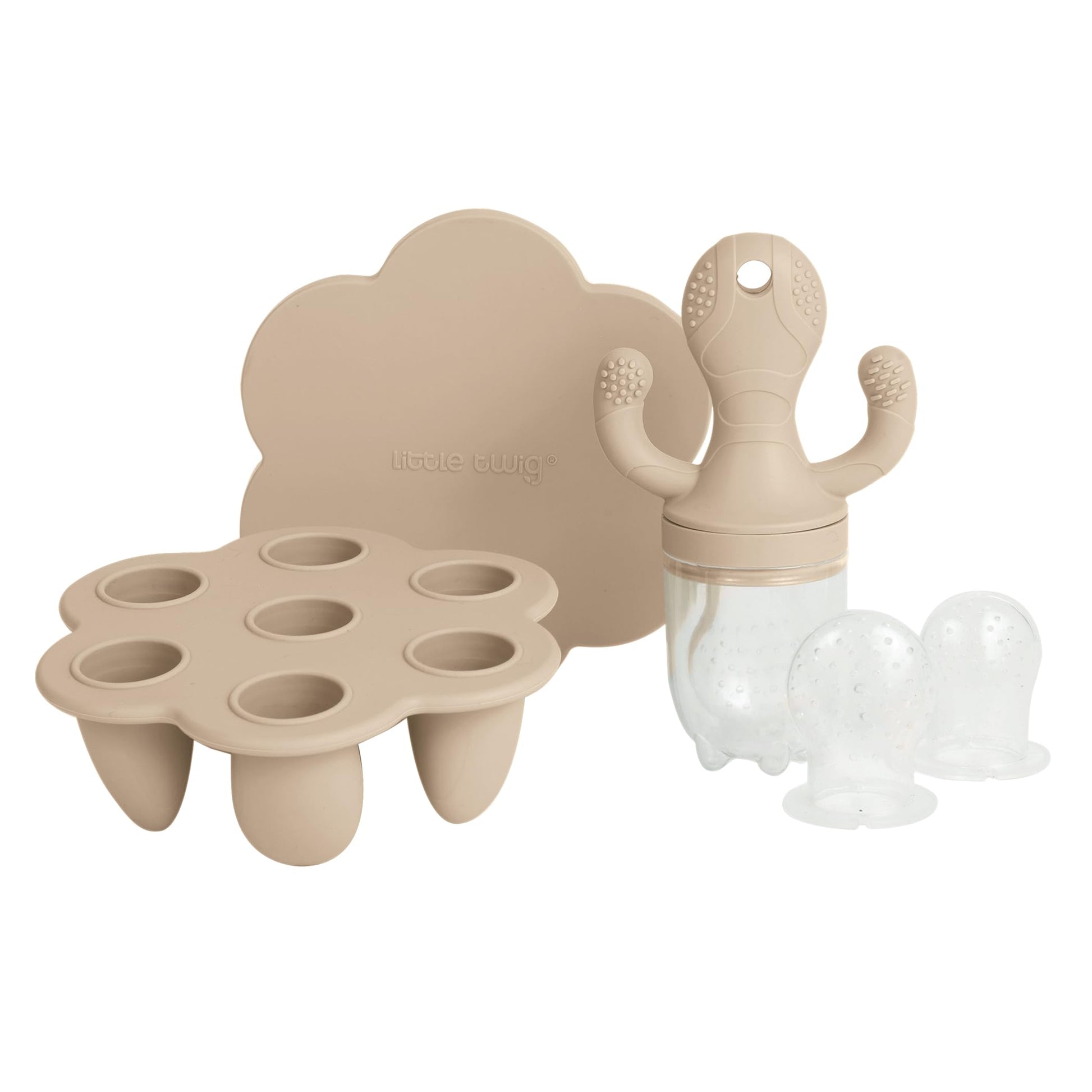 Little Twig Baby Fruit Feeder Pacifier & Teether Set - Silicone Baby Food Feeder with Freezer Tray, BPA Free Teething Toy for Infants, Breast Milk
