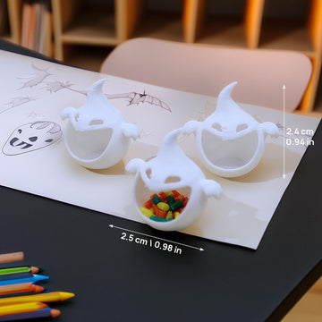 Miniature Halloween Ghost Candy Boxes with Fake Jelly Beans (3pcs): 1/12 Scale Dollhouse Decor for Dollhouse Scenes