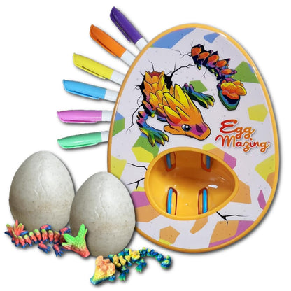 Eggmazing Dragon Egg Arts & Craft Kit, Decorate Dragon Eggs with Surprise Moveable 3D Dragons Inside, Spark Creativity & Imaginative Play with Mess