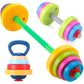 Kids Exercise Weight Set - 3-in-1 Adjustable Workout Toy Equipment for Children Pretend Play Exercise - Toddler Beginner Gym, Fitness, Weightlifting