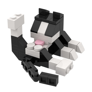 MOC Licking Butt Cat Building Block Set, Compatible with Lego 853792 Accessory, Black, Calico, Siamese Cow Cat, Funny Gift for Animal Lovers, Cat