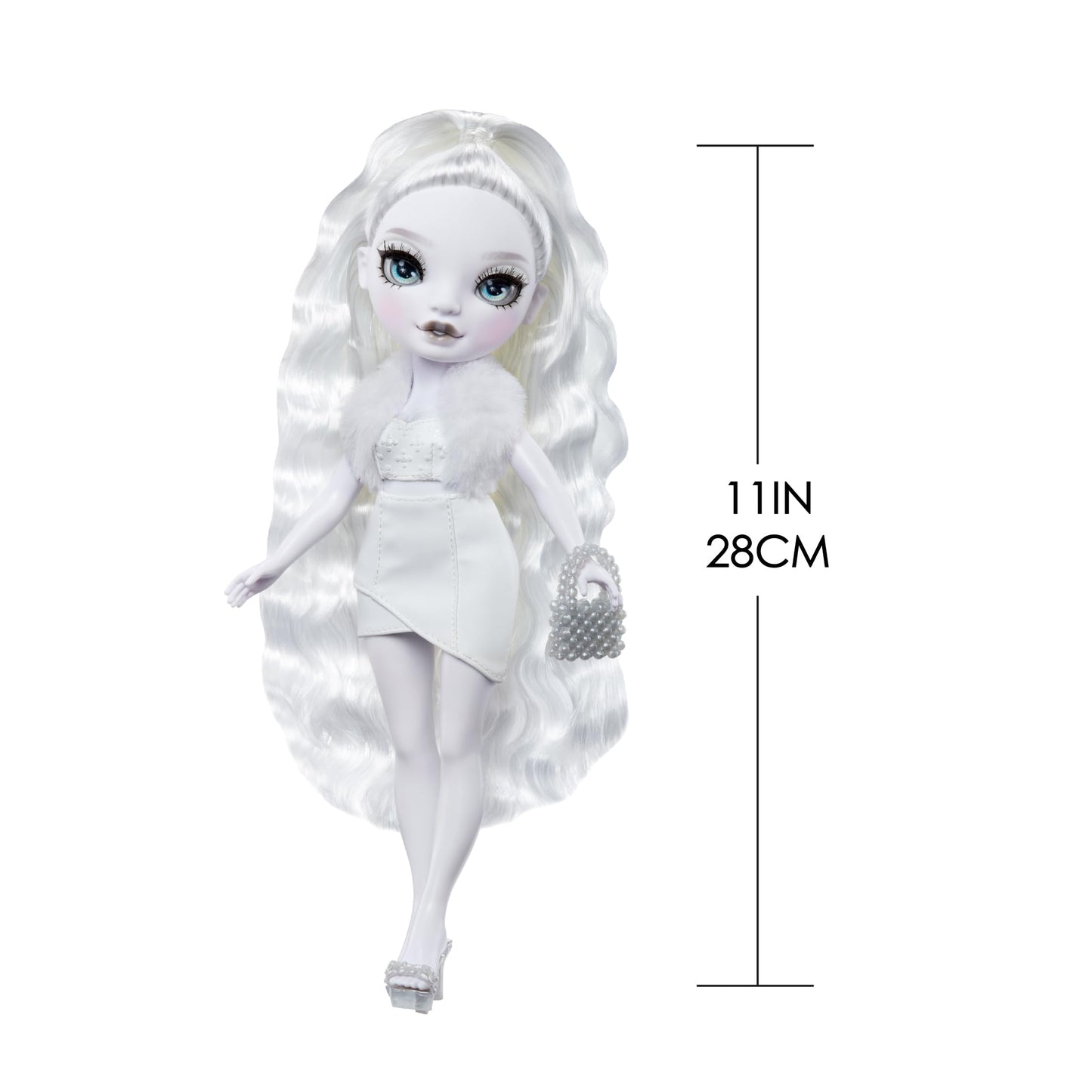 Rainbow High Shadow High Natasha Zima Grayscale 11” Fashion Doll with White Hair and White Outfit, Stylish Handbag, for Kids 4-10 Years Old