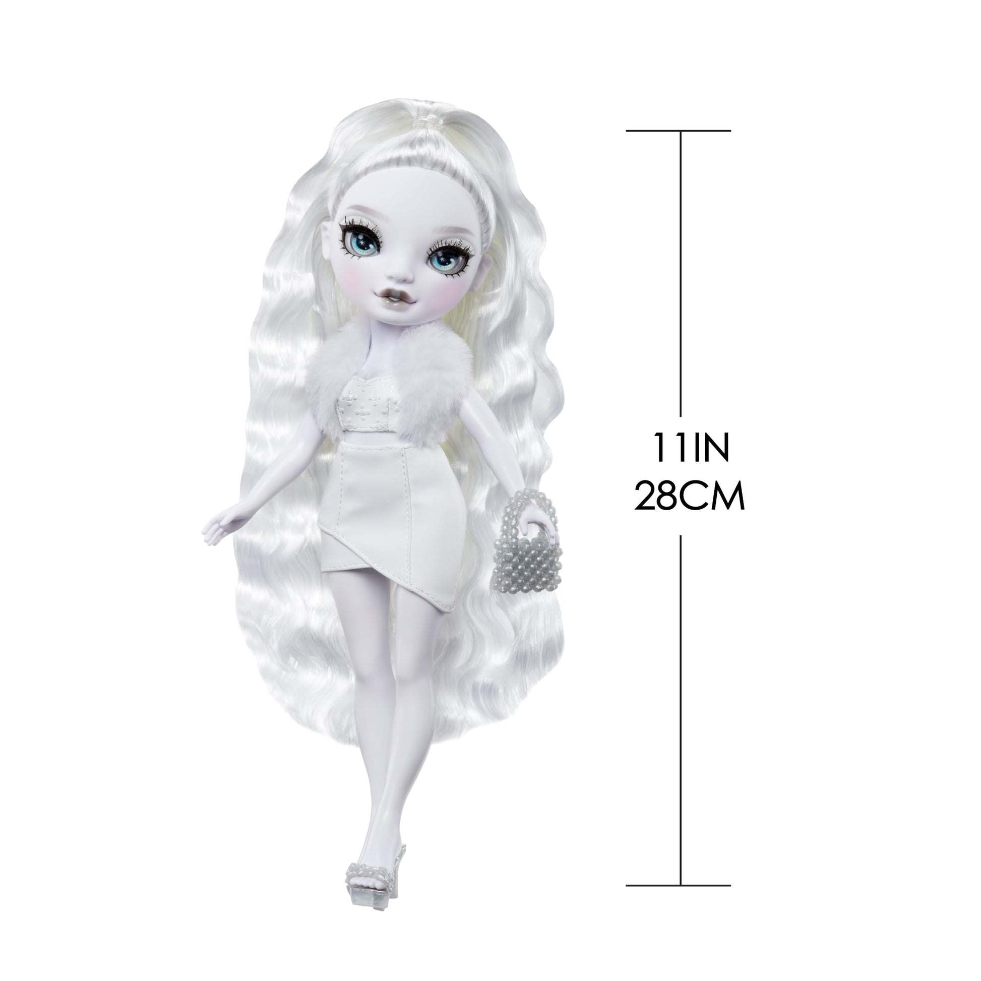 Rainbow High Shadow High Natasha Zima Grayscale 11” Fashion Doll with White Hair and White Outfit, Stylish Handbag, for Kids 4-10 Years Old