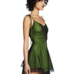 Dolls Kill Keep Shining Mini Dress by Current Mood - Sheer Mesh Overlay Dress with Handkerchief Hem for Playful Fashion - Green, X-Small