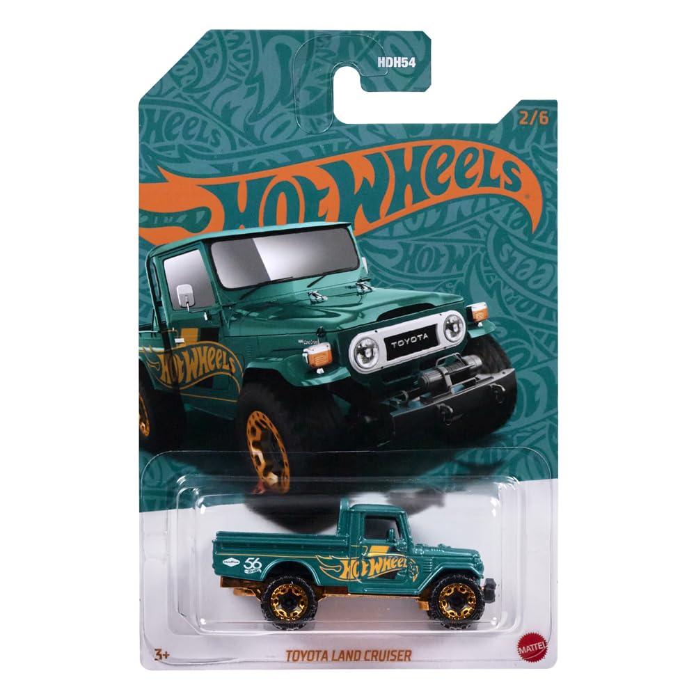 Hot Wheels Collectible Die-Cast Vehicle - Toyota Land Cruiser Sport Utility Car - Teal and Gold - HDH54-2/6