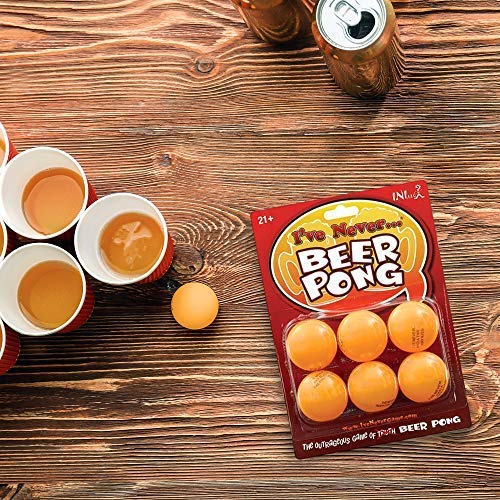 Beer Pong Balls, 6 Pack, Orange, with Funny I've Never Sayings