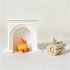 3 Pack Dollhouse Decoration, 1:12 Miniature Fireplace Set with Flame Effect, Desktop Model with Log Bundle, Arch Design (White)