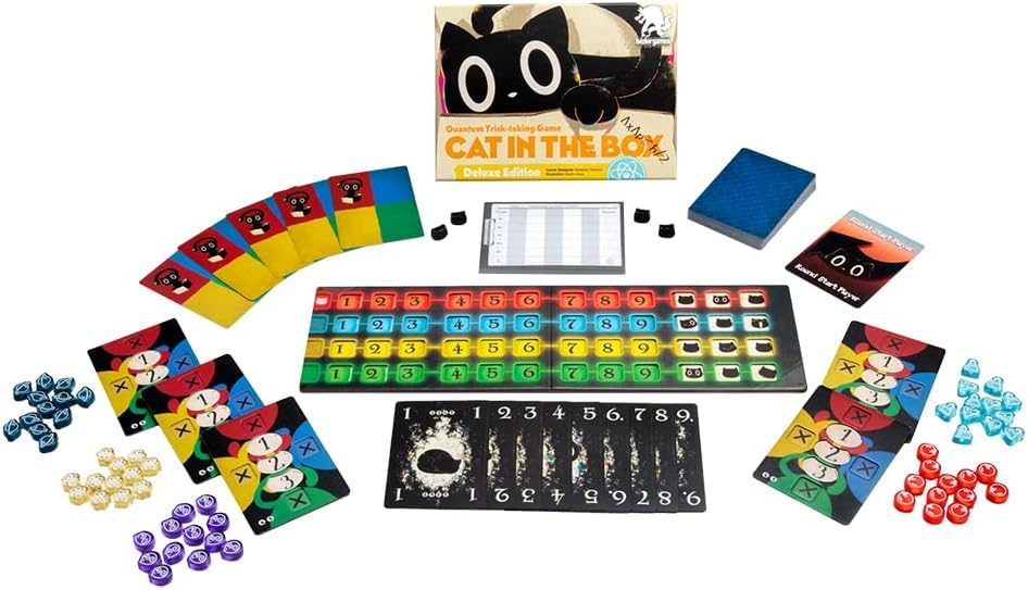 Cat in the Box Deluxe Edition Game by Bezier Games | Quantum Trick Taking Strategy Card Game for 2 to 5 Players | Innovative Logic and Prediction