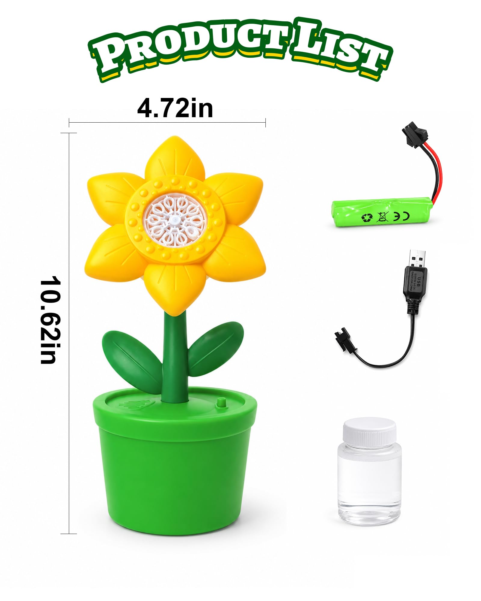 Flower Bubble Machine Automatic Bubble Maker with LED Lights and Music,Portable Bubble Machine for Garden Party, Wedding,Outdoor Picnic Summer Yard