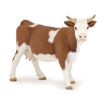 Papo - Realistic Simmental Cow Figure - Ages 3+ - Farm Life Collection - Educational Play Farm Animals - Gift Idea Toy for Girls and Boys