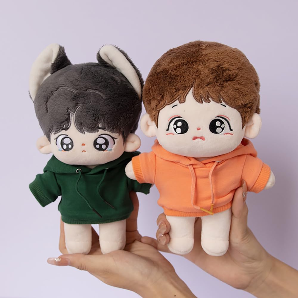 niannyyhouse 20cm Plush Doll Clothes Elastic Solid Sportswear Suits Hoodie Pants Soft Stuffed Plush Toy Dress Up Accessories (Dark Green, 20cm)