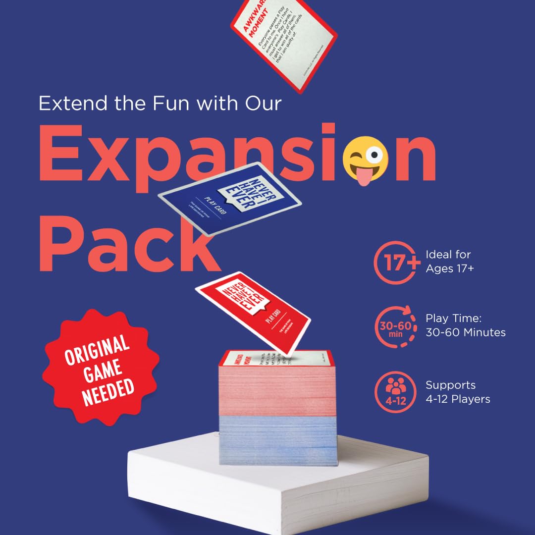 Never Have I Ever Card Game - Expansion Pack One, The Ultimate Adult Party Game Starter Pack, Spice Up Your Next Game Night, Pregame, or Icebreaker
