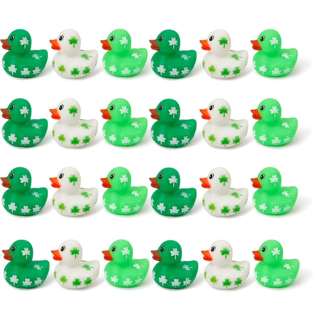 Fun Express St Patrick's Day Mini Shamrock Rubber Duckies, Ducks, 24 Pieces, Green, Irish Holiday Toys VBS 2026