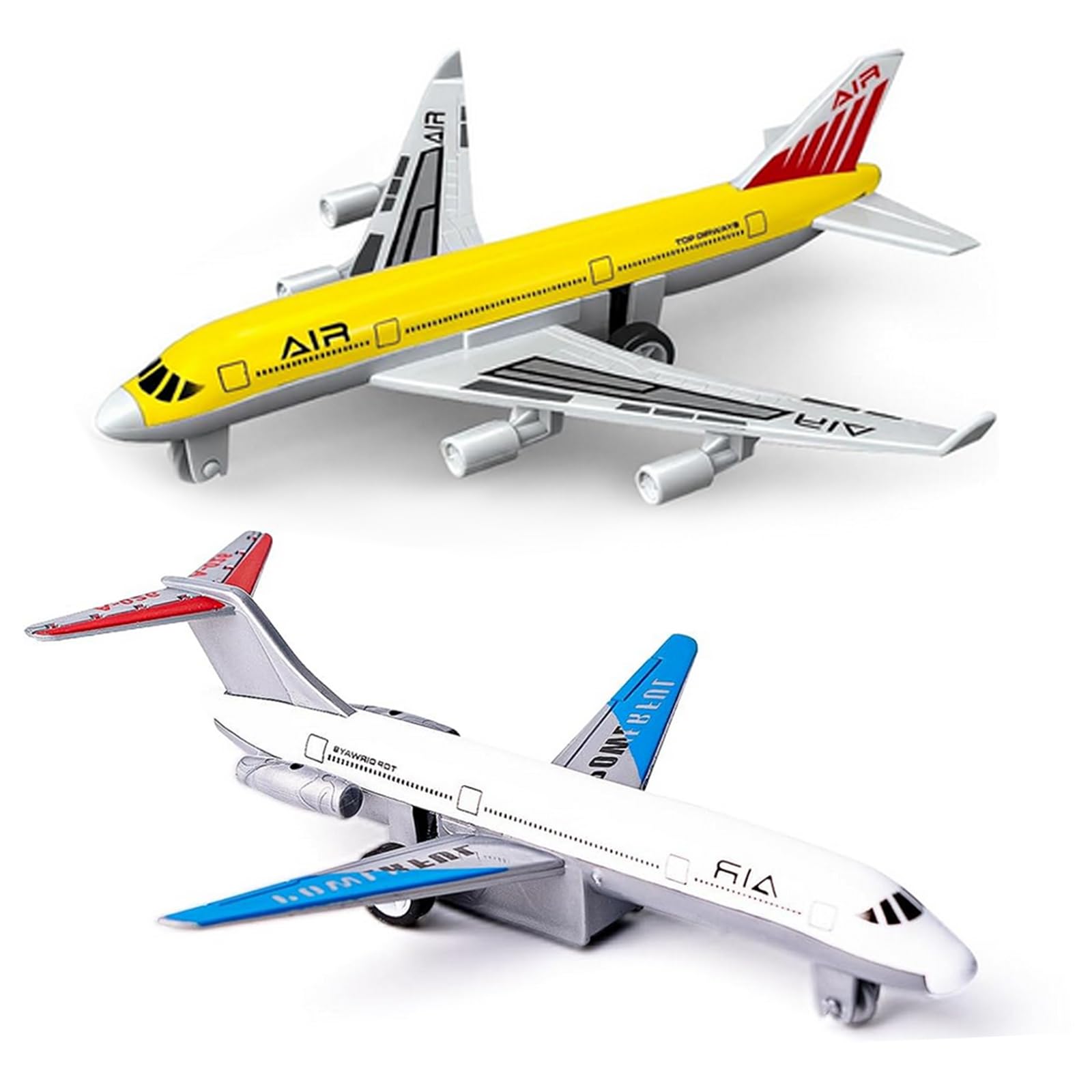 QUANA Toy Airplanes 2 Pack Diecast Plane Model Pull Back Airplane Toys for 3 4 5 6 7 Years Old Boys, Alloy Aircraft Kids Play Vehicles Aeroplane