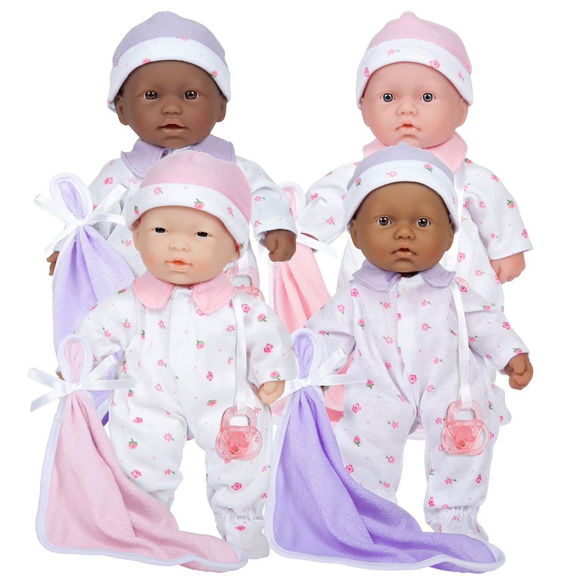 JC Toys 11" Lots to Love Babies with Different Skin Tones - Set of 4