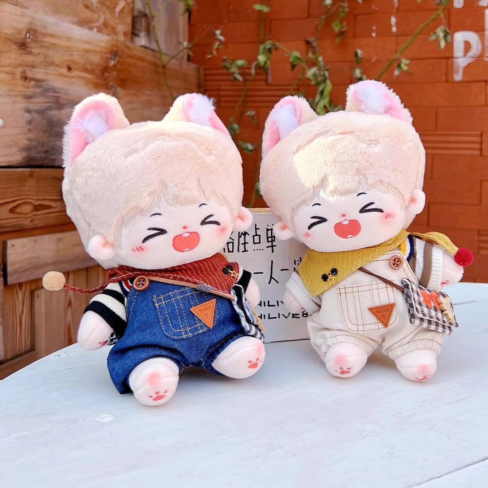 niannyyhouse Rabbit Ears Boy Stuffed Body 20cm Plush Doll Wearable Clothing (10-with Skeleton)