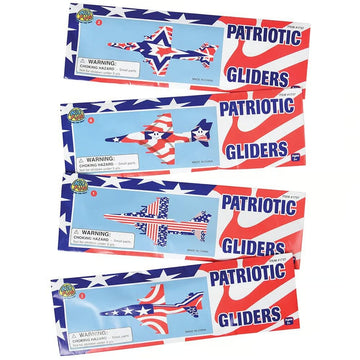 Lot Of 12 Assorted Patriotic Theme Holographic Plane Glider Toys