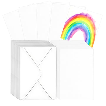 50 Sets Pure Watercolor Cards with Envelopes, 140lb/300GSM Cotton Watercolor Paper Cards,Used for Art and Painting Creative Thank-You Letters, 5x7