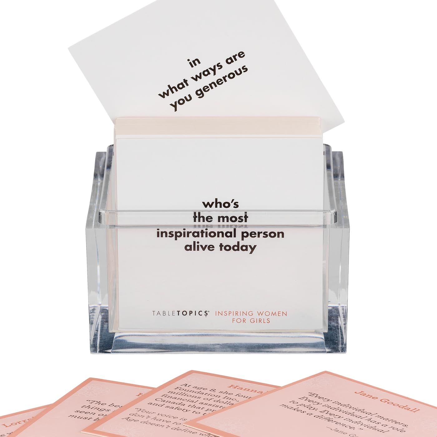 TableTopics Inspiring Women for Girls Question Card Game - 135 Conversation Starter Cards for Young Women to Use in School, with Family at Dinner
