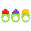 RaZbaby Fruitique Infant & Baby Massager & Teether Toy 3-Pack, Fruit-Shaped Multi-Texture Teethers Soothe Sore Gums, Non-Toxic BPA-Free Food-Grade