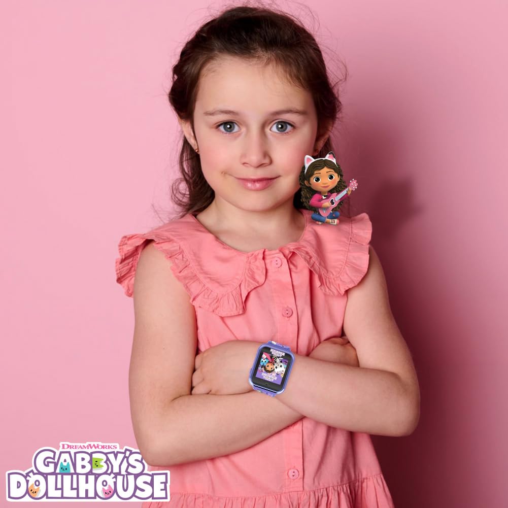 Accutime Kids Gabby's Doll House Purple Educational Touchscreen Smart Watch Toy for Girls, Boys, Toddlers - Selfie Cam, Learning Games, Alarm
