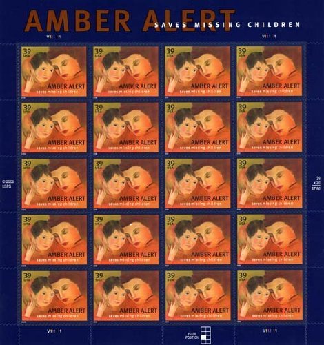 Amber Alert Saving Missing Children (Sheet of 20) 39 Cent Postage Stamps Scott #4031