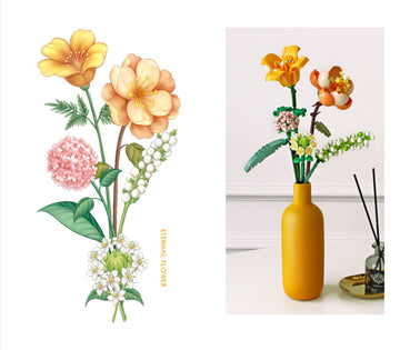 MEIEST Mini Building Blocks Flower Bouquet Plant Model Set,Creative DIY Artificial Flowers Botanical Collection Construction Bricks Toy for Kids